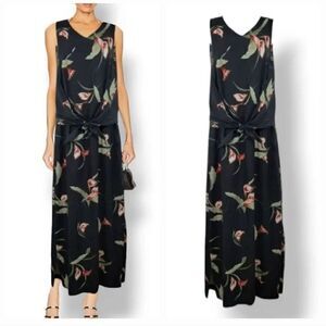 Vintage Tommy Bahama 100% Silk Floral Wrap Tie Front Maxi Dress Size Small